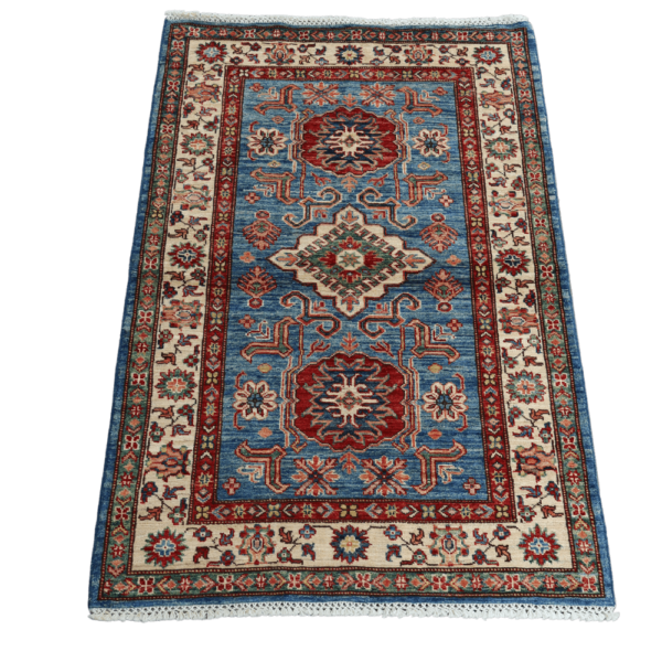 Rustic Kazak Hand-Knotted Wool Carpet